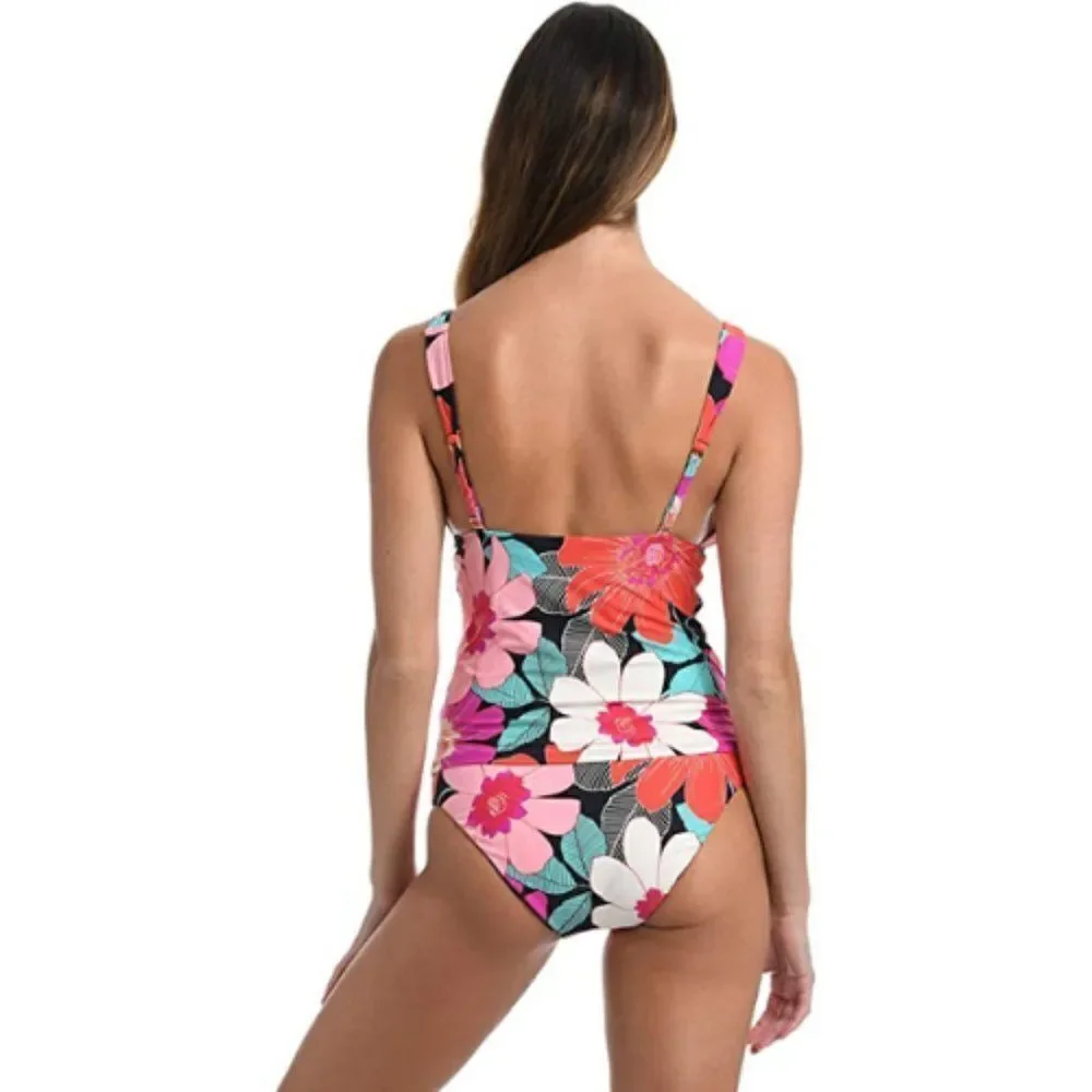 La Blanca Over the Shoulder Front Knot Tankini Swimsuit Top & Bottom 2 p…